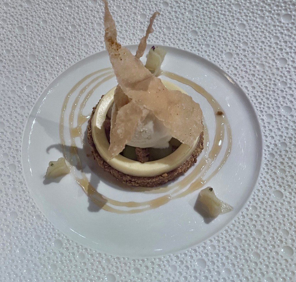 Acquerello restaurant San Francisco , le dessert avec sa glace à la pomme fondante parfumée à la vanille et au thym.